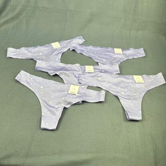 Auden Other - Lot Of 5 Auden Womens Size Med 8-10 Thong Bonded Edge Purple White Polka Dot New